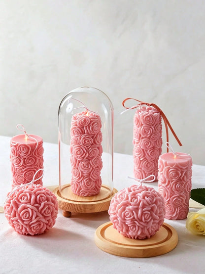 New Handmade Rose Scented Candle, Romantic Atmosphere Niche High-End Decor, Wedding Decoration Candle, 3D Embossed 3D Flower, Soy Wax Candle, Home Decor Candle, Dinner Party Decoration, Holiday Gift