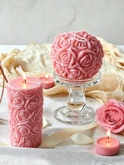 New Handmade Rose Scented Candle, Romantic Atmosphere Niche High-End Decor, Wedding Decoration Candle, 3D Embossed 3D Flower, Soy Wax Candle, Home Decor Candle, Dinner Party Decoration, Holiday Gift