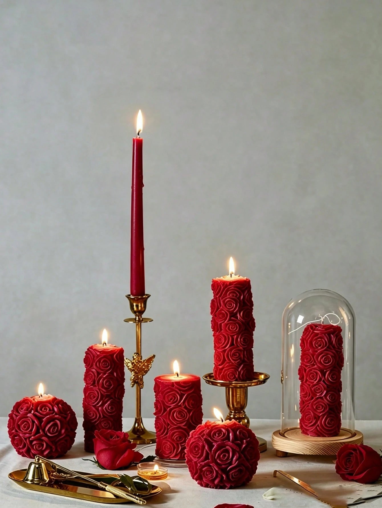 New Handmade Rose Scented Candle, Romantic Atmosphere Niche High-End Decor, Wedding Decoration Candle, 3D Embossed 3D Flower, Soy Wax Candle, Home Decor Candle, Dinner Party Decoration, Holiday Gift
