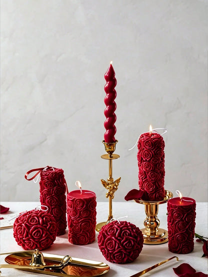 New Handmade Rose Scented Candle, Romantic Atmosphere Niche High-End Decor, Wedding Decoration Candle, 3D Embossed 3D Flower, Soy Wax Candle, Home Decor Candle, Dinner Party Decoration, Holiday Gift