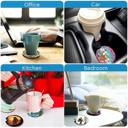 NEW- Jesus Fills My Cup Car Cup Holder Coasters Set Of 2,Religious Car Accessories 2.75" Universal Size Anti Slip Rubber Mat Recessed Auto Insert Coasters Decor Christian Gifts For Women Men Dad Grand