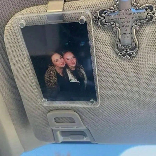 New Magnetic Photo Clip For Car Sun Visor, Universal Acrylic Refrigerator Magnet Transparent Magnetic Instant Camera Frame, Car Sun Visor Photo Frame Clip, Personalized DIY Car Decor Photo Frame, Coup