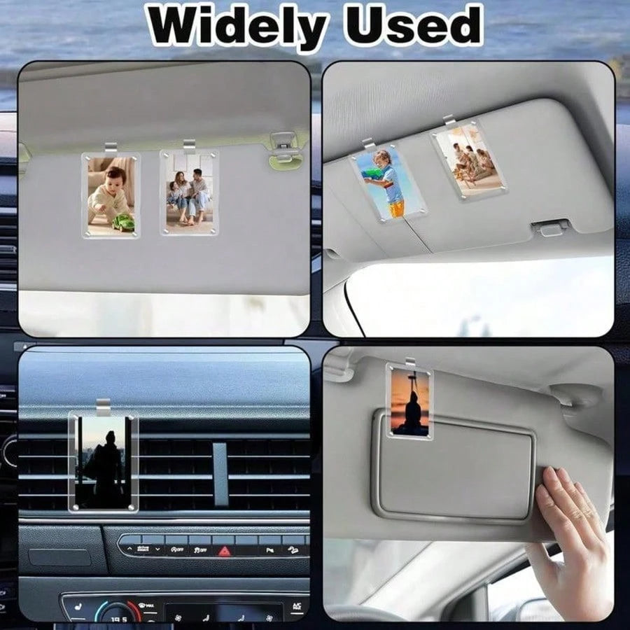 New Magnetic Photo Clip For Car Sun Visor, Universal Acrylic Refrigerator Magnet Transparent Magnetic Instant Camera Frame, Car Sun Visor Photo Frame Clip, Personalized DIY Car Decor Photo Frame, Coup