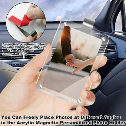 New Magnetic Photo Clip For Car Sun Visor, Universal Acrylic Refrigerator Magnet Transparent Magnetic Instant Camera Frame, Car Sun Visor Photo Frame Clip, Personalized DIY Car Decor Photo Frame, Coup