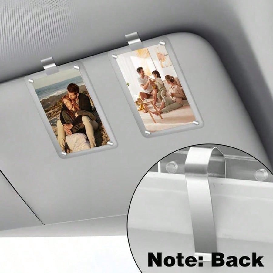 New Magnetic Photo Clip For Car Sun Visor, Universal Acrylic Refrigerator Magnet Transparent Magnetic Instant Camera Frame, Car Sun Visor Photo Frame Clip, Personalized DIY Car Decor Photo Frame, Coup