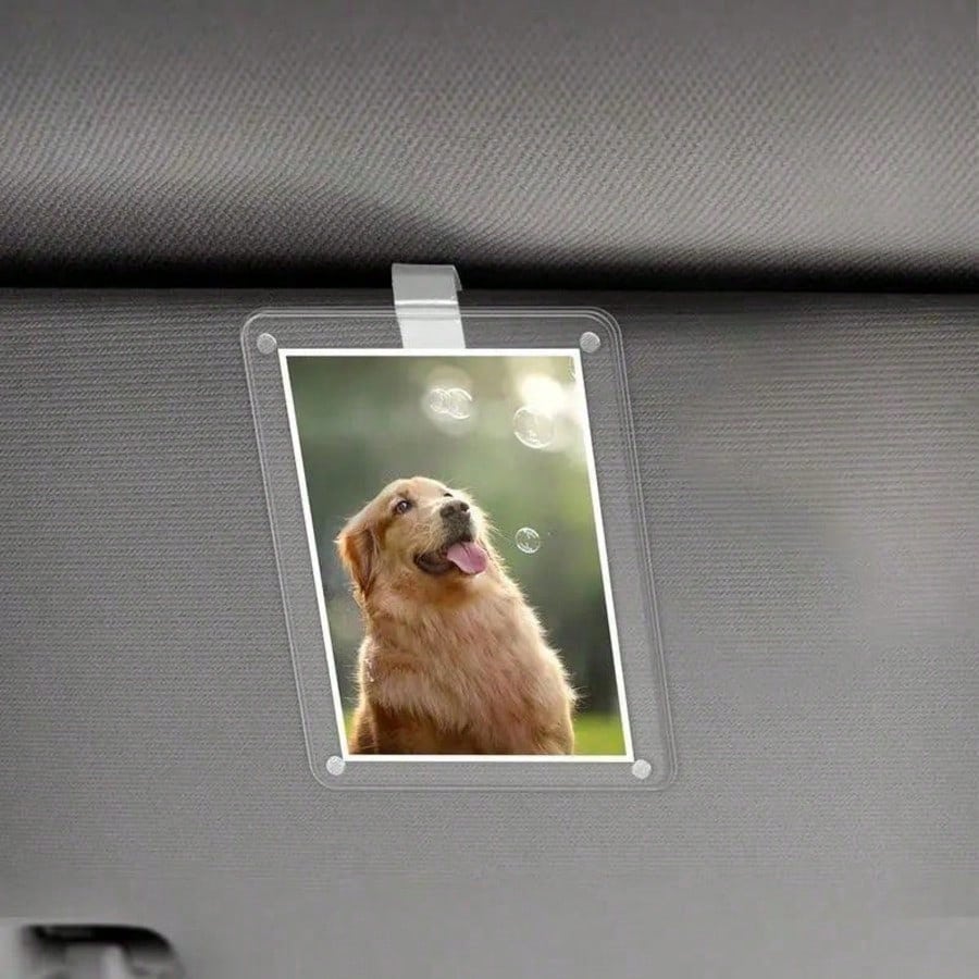 New Magnetic Photo Clip For Car Sun Visor, Universal Acrylic Refrigerator Magnet Transparent Magnetic Instant Camera Frame, Car Sun Visor Photo Frame Clip, Personalized DIY Car Decor Photo Frame, Coup