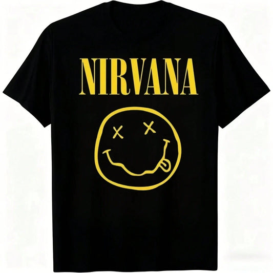 New Nirvanass Rock Band Men's T-Shirt Hip-Hop Style Men's And Women's Oversized Y2K Tee Casual Loose O