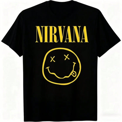 New Nirvanass Rock Band Men's T-Shirt Hip-Hop Style Men's And Women's Oversized Y2K Tee Casual Loose O