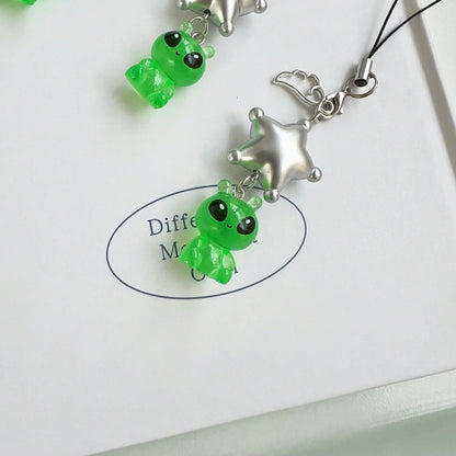 New Personalized Quirky Star Phone Lanyard Transparent Alien Phone Strap Keychain Bag Charm Gift Accessory Small Pendant