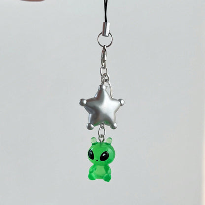 New Personalized Quirky Star Phone Lanyard Transparent Alien Phone Strap Keychain Bag Charm Gift Accessory Small Pendant