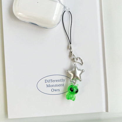New Personalized Quirky Star Phone Lanyard Transparent Alien Phone Strap Keychain Bag Charm Gift Accessory Small Pendant