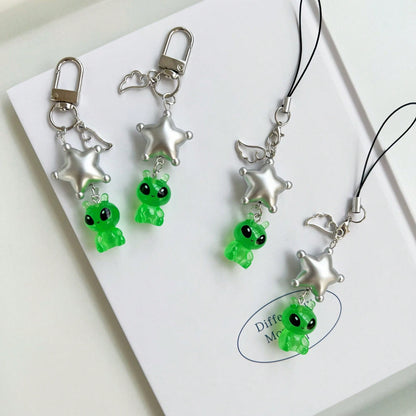 New Personalized Quirky Star Phone Lanyard Transparent Alien Phone Strap Keychain Bag Charm Gift Accessory Small Pendant