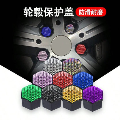 New Rhinestone Car Tire Nut Covers, Universal Wheel Hub Decorative Screw Caps Auto Wheel Ornaments