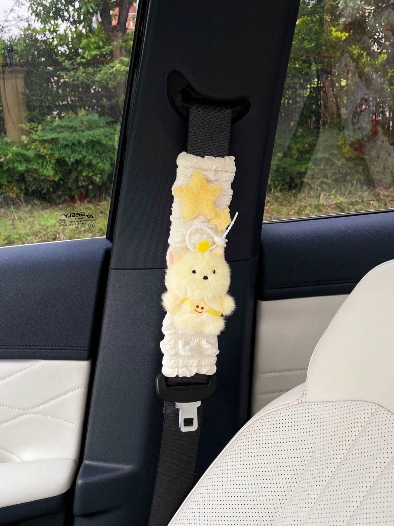 New Star & Teddy Bear Car Seat Belt Cover, Cute Plush Doll Safety Belt Shoulder Pad Protector