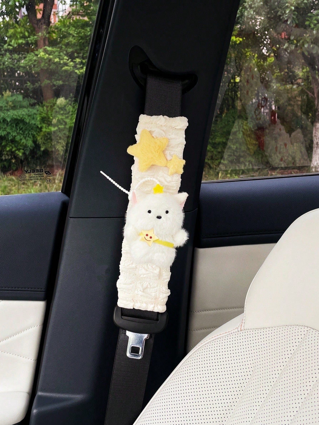 New Star & Teddy Bear Car Seat Belt Cover, Cute Plush Doll Safety Belt Shoulder Pad Protector