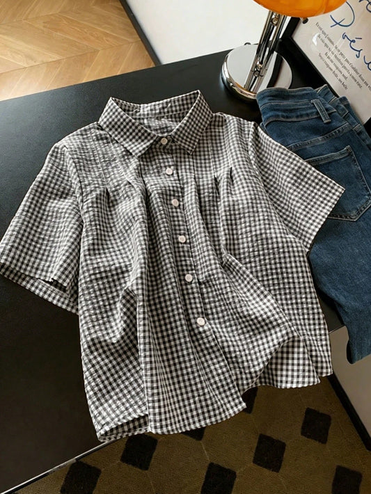 New Style Sweet Turndown Collar Loose Fashion Women Shirt