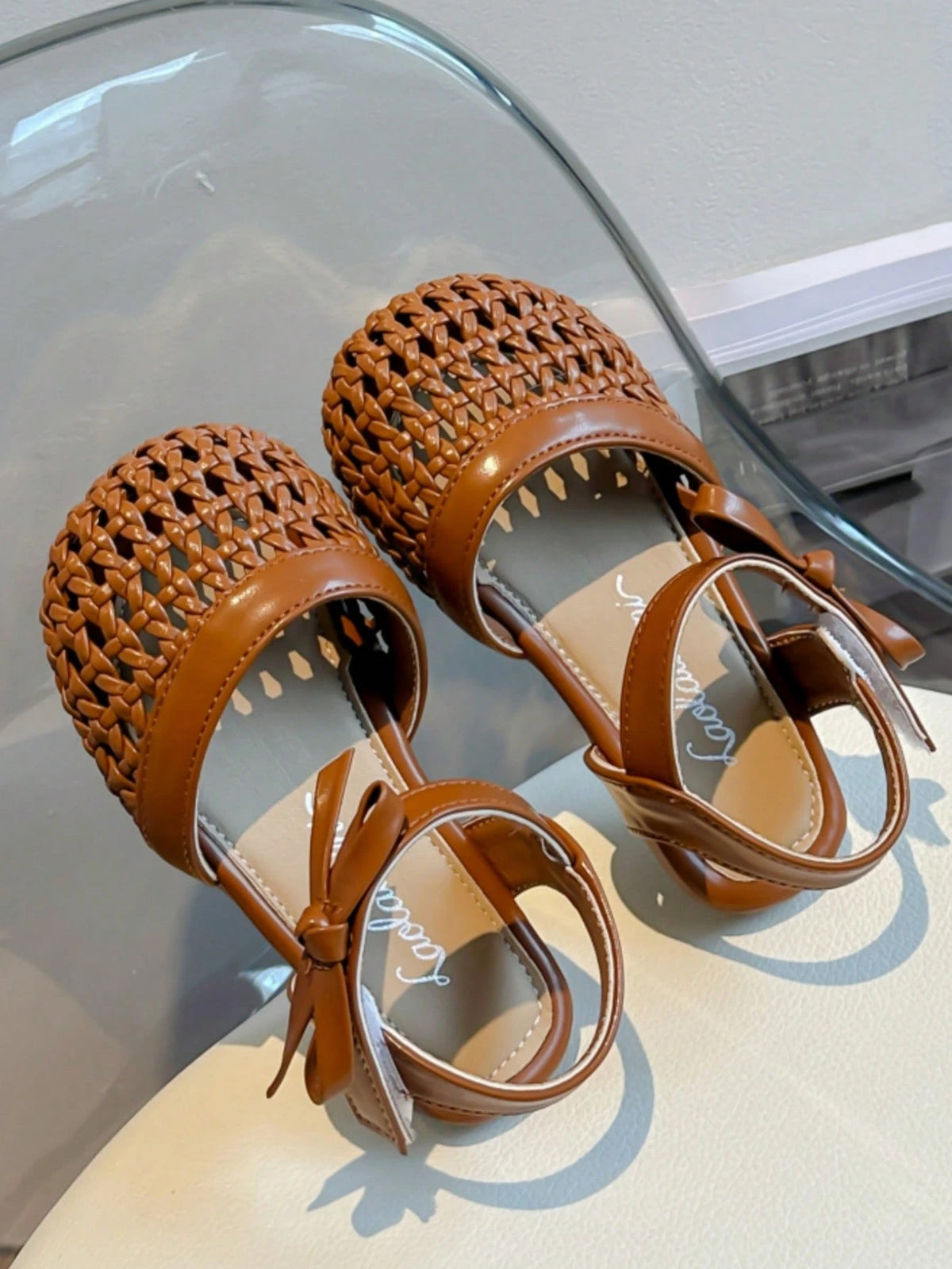 New Summer Style Girls' Sandals, Toddler Weaved Leather Shoes, Soft Non-Slip Flat Bottom Sandals For Baby Girls