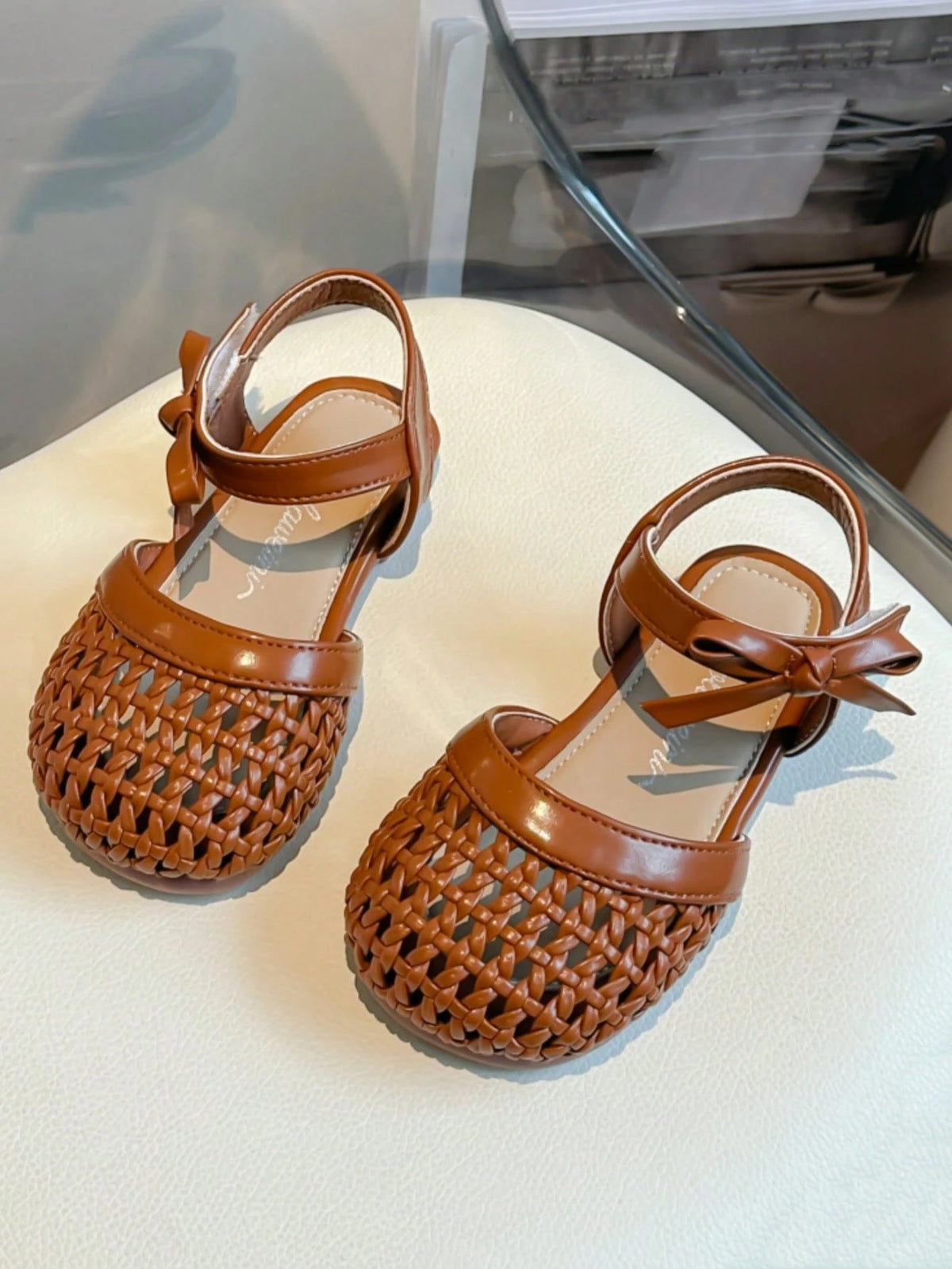 New Summer Style Girls' Sandals, Toddler Weaved Leather Shoes, Soft Non-Slip Flat Bottom Sandals For Baby Girls
