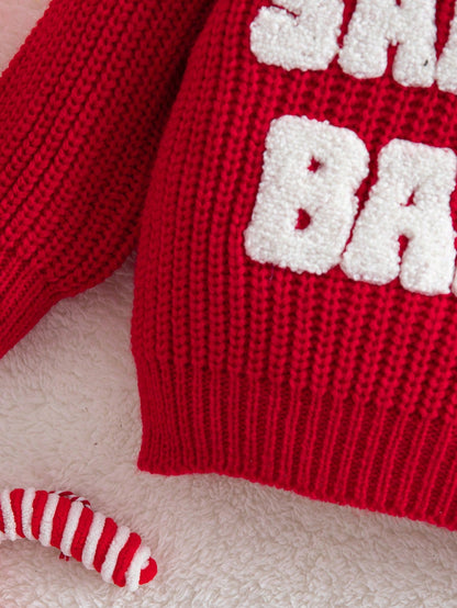 Newborn Baby Casual Loose Comfortable Long Sleeve Sweater, Autumn Winter Christmas Sweater, Oversized Crew Neck Holiday Red Jumper