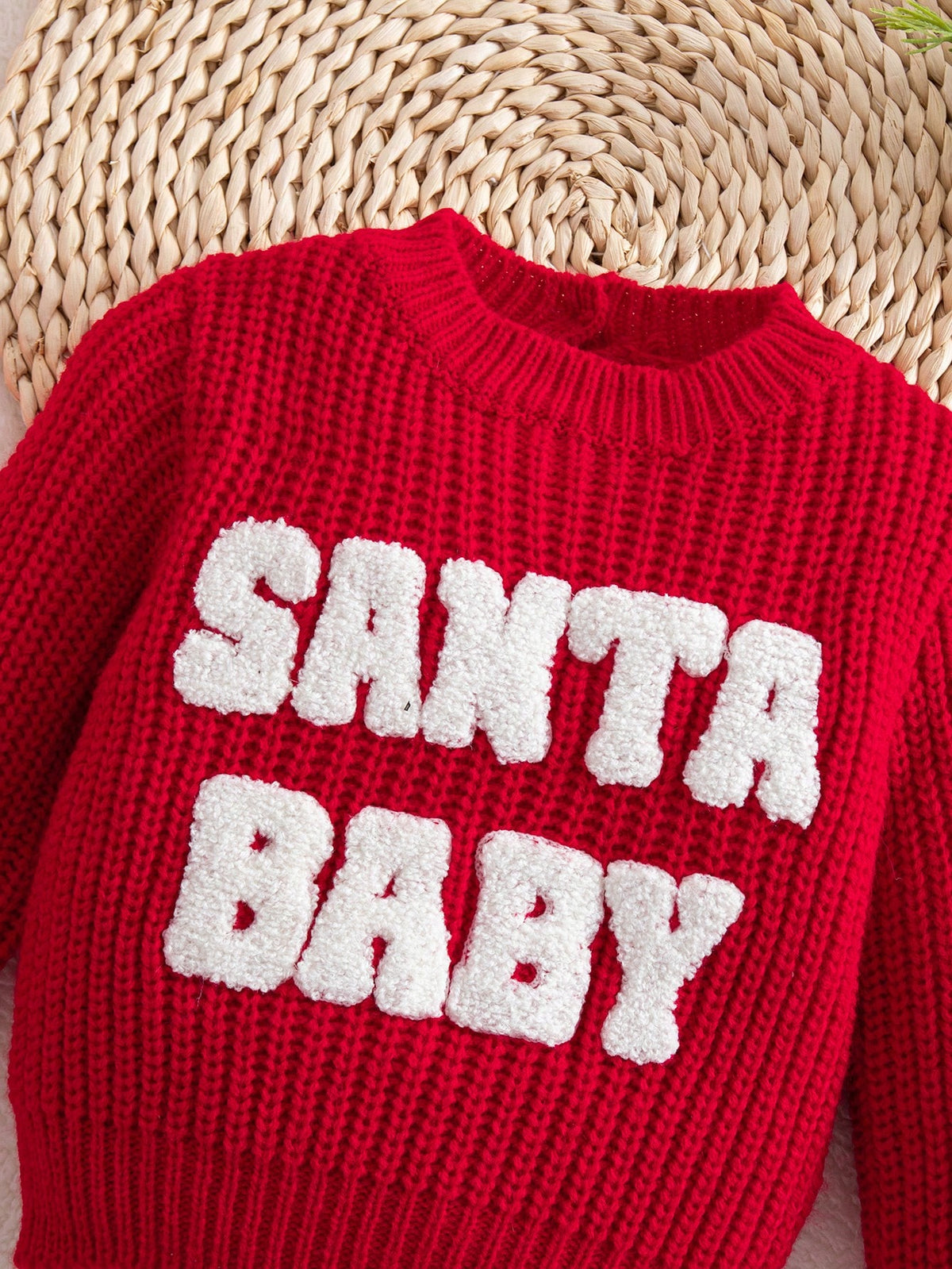 Newborn Baby Casual Loose Comfortable Long Sleeve Sweater, Autumn Winter Christmas Sweater, Oversized Crew Neck Holiday Red Jumper