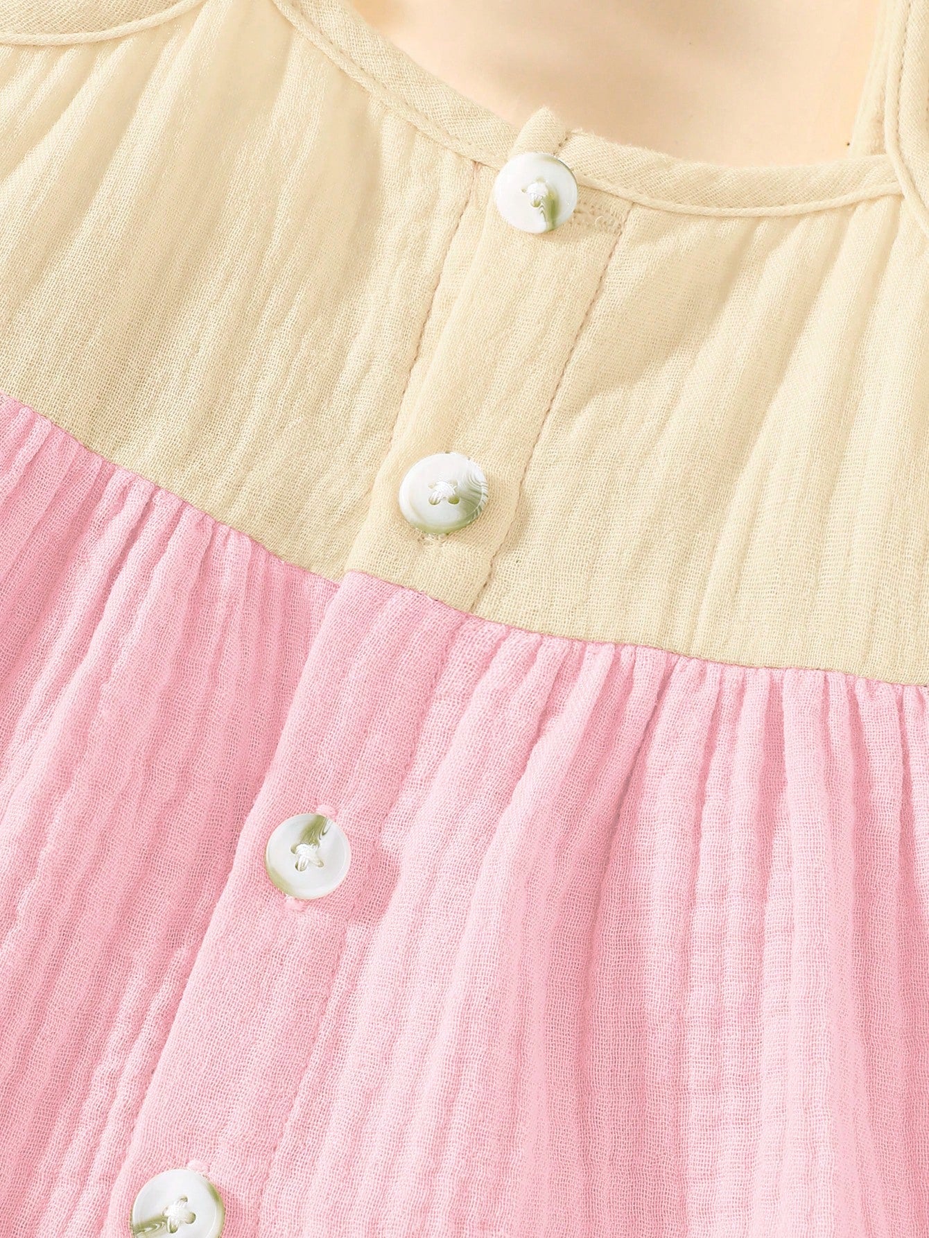 Newborn Baby Contrast Color Ruffle Front Button Dress
