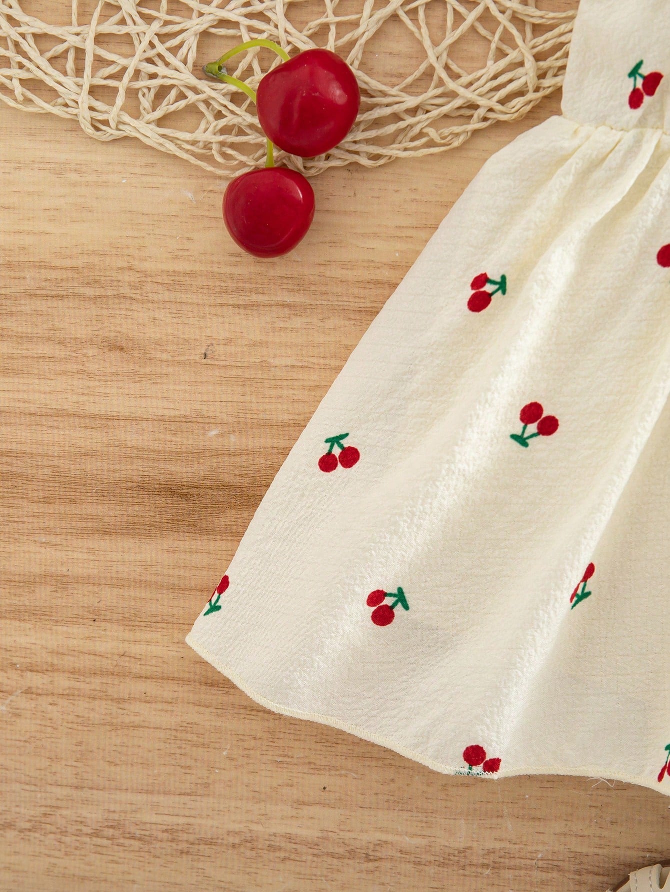 Newborn Baby Girl Casual Vacation Cute Cherry Flutter Sleeve Dress