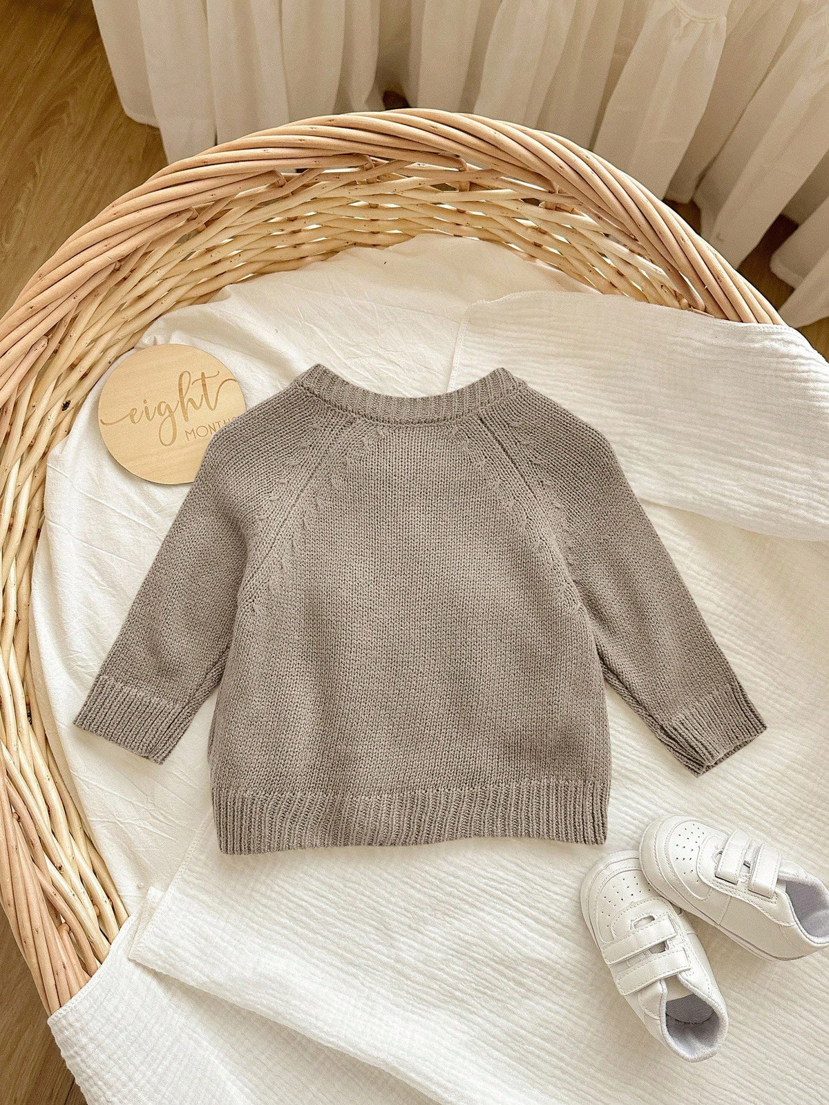 Newborn Baby Girl Cute Cartoon Pattern Knitted Cardigan, Versatile For Autumn/Winter