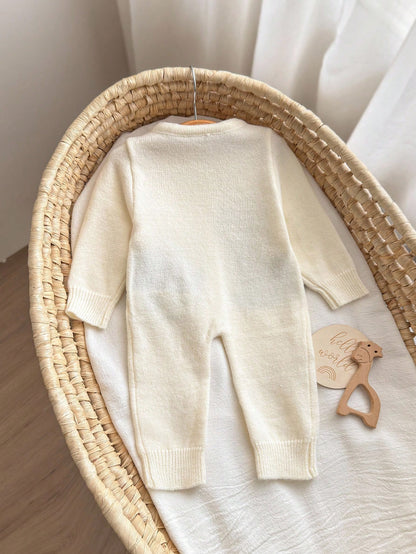 Newborn Baby Girl Cute Cartoon Print Long Sleeve Jumpsuit, Fall/Winter