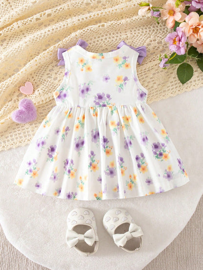 Newborn Baby Girl Summer Cute Floral Print Sleeveless Dress