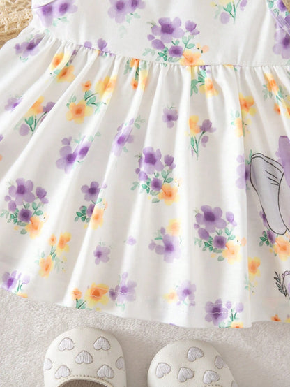 Newborn Baby Girl Summer Cute Floral Print Sleeveless Dress