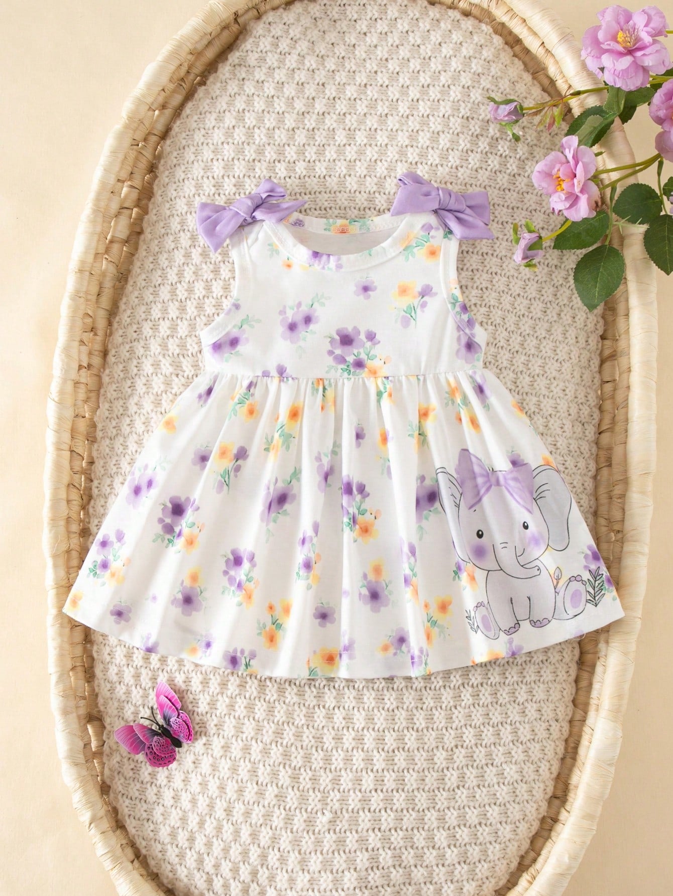 Newborn Baby Girl Summer Cute Floral Print Sleeveless Dress