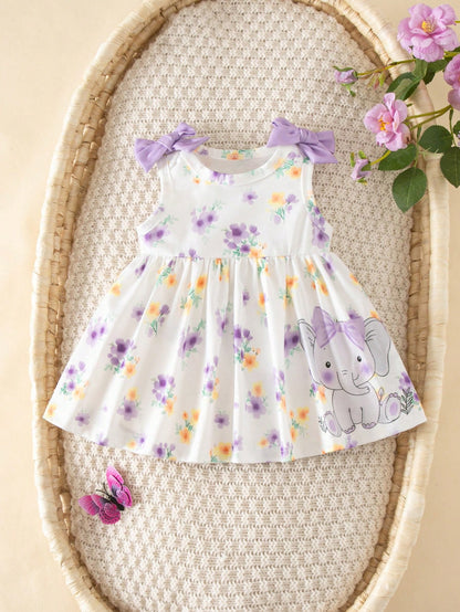 Newborn Baby Girl Summer Cute Floral Print Sleeveless Dress