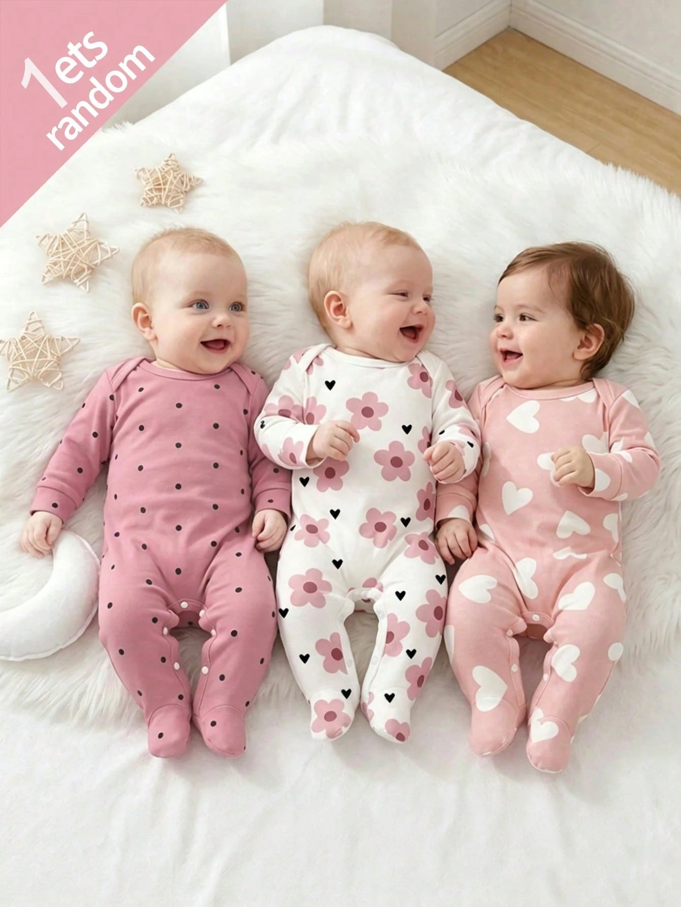 Newborn Baby Pajamas, Patterns Include Donut, Ice Cream, Panda Cute Kawaii Printed Knit Envelope Collar Long Sleeve Footie Romper Sleep Night Purple