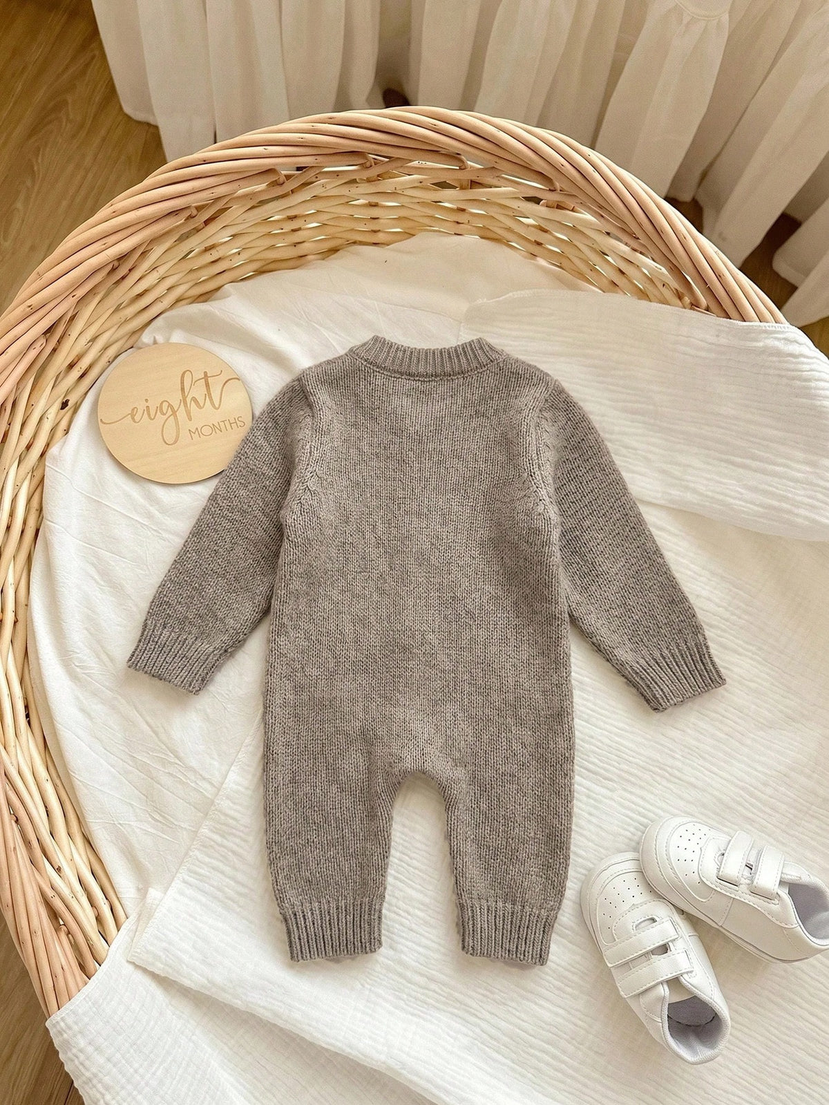 Newborn Baby Single-Breasted Duck Pattern Casual Versatile Daily Knit Long Sleeve Autumn Winter Romper