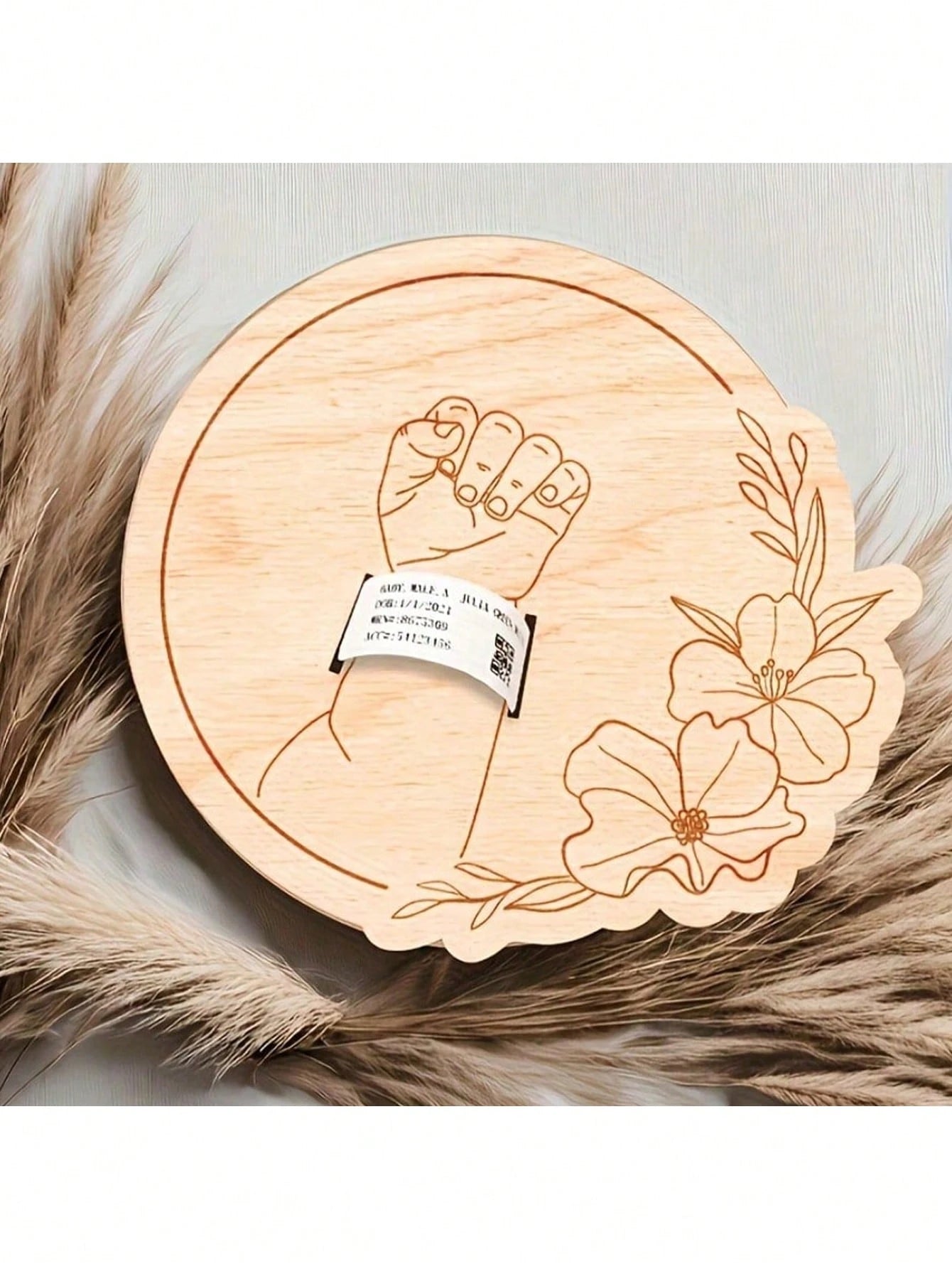 Newborn Hospital Bracelet Engraved Keepsake Holder, Personalized Baby Gift, Laser-Cut Wood Fiber Board, Memorial Pregnancy Wristband