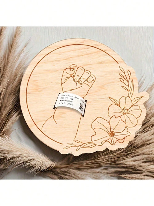 Newborn Hospital Bracelet Engraved Keepsake Holder, Personalized Baby Gift, Laser-Cut Wood Fiber Board, Memorial Pregnancy Wristband