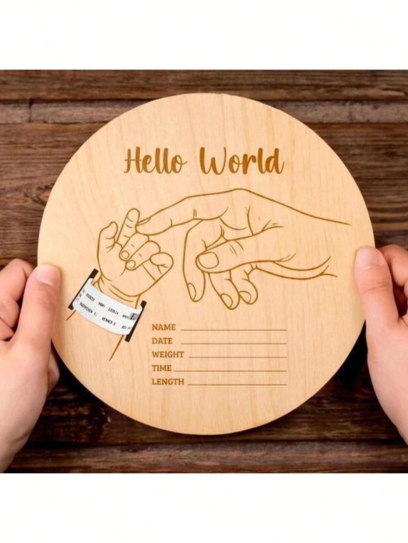 Newborn Hospital Bracelet Engraved Keepsake Holder, Personalized Baby Gift, Laser-Cut Wood Fiber Board, Memorial Pregnancy Wristband
