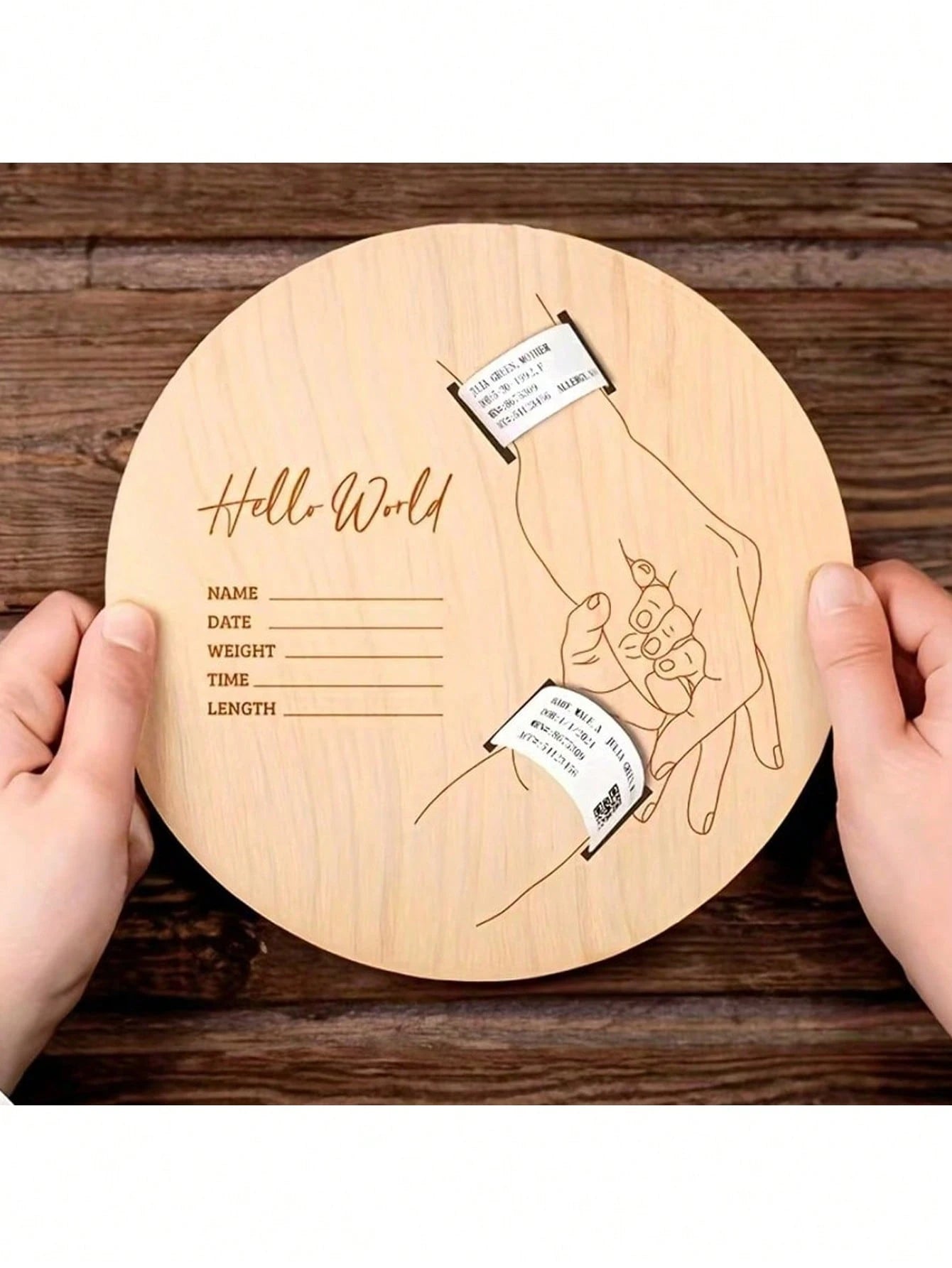 Newborn Hospital Bracelet Engraved Keepsake Holder, Personalized Baby Gift, Laser-Cut Wood Fiber Board, Memorial Pregnancy Wristband