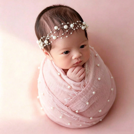 Newborn Photography Props Set, Baby Boy & Girl Photo Wrap, Pearl Edge Swaddle
