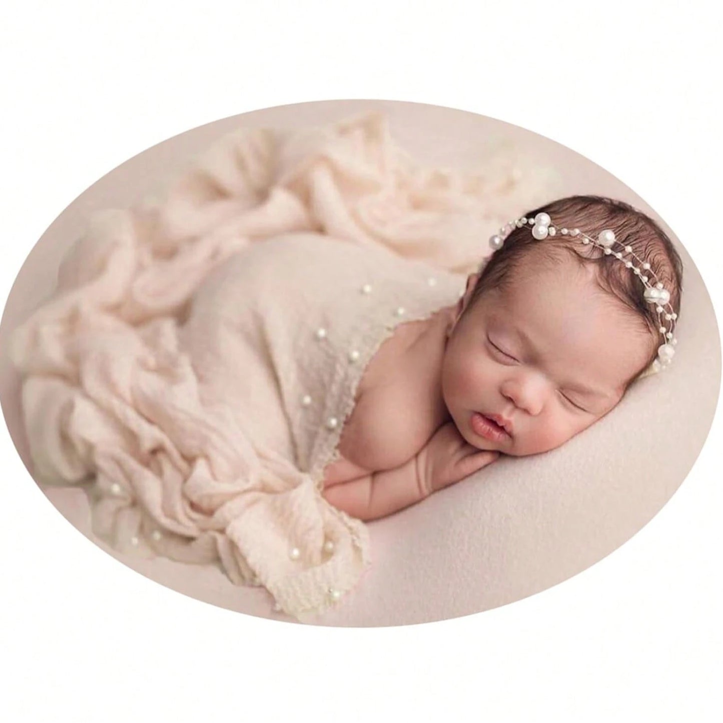 Newborn Photography Props Set, Baby Boy & Girl Photo Wrap, Pearl Edge Swaddle