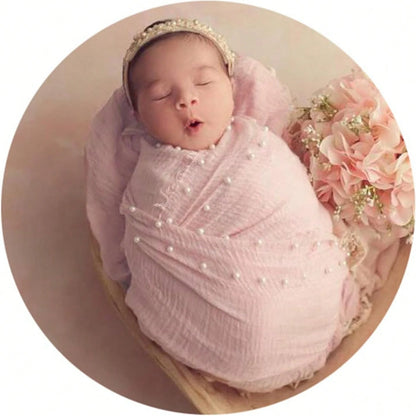 Newborn Photography Props Set, Baby Boy & Girl Photo Wrap, Pearl Edge Swaddle