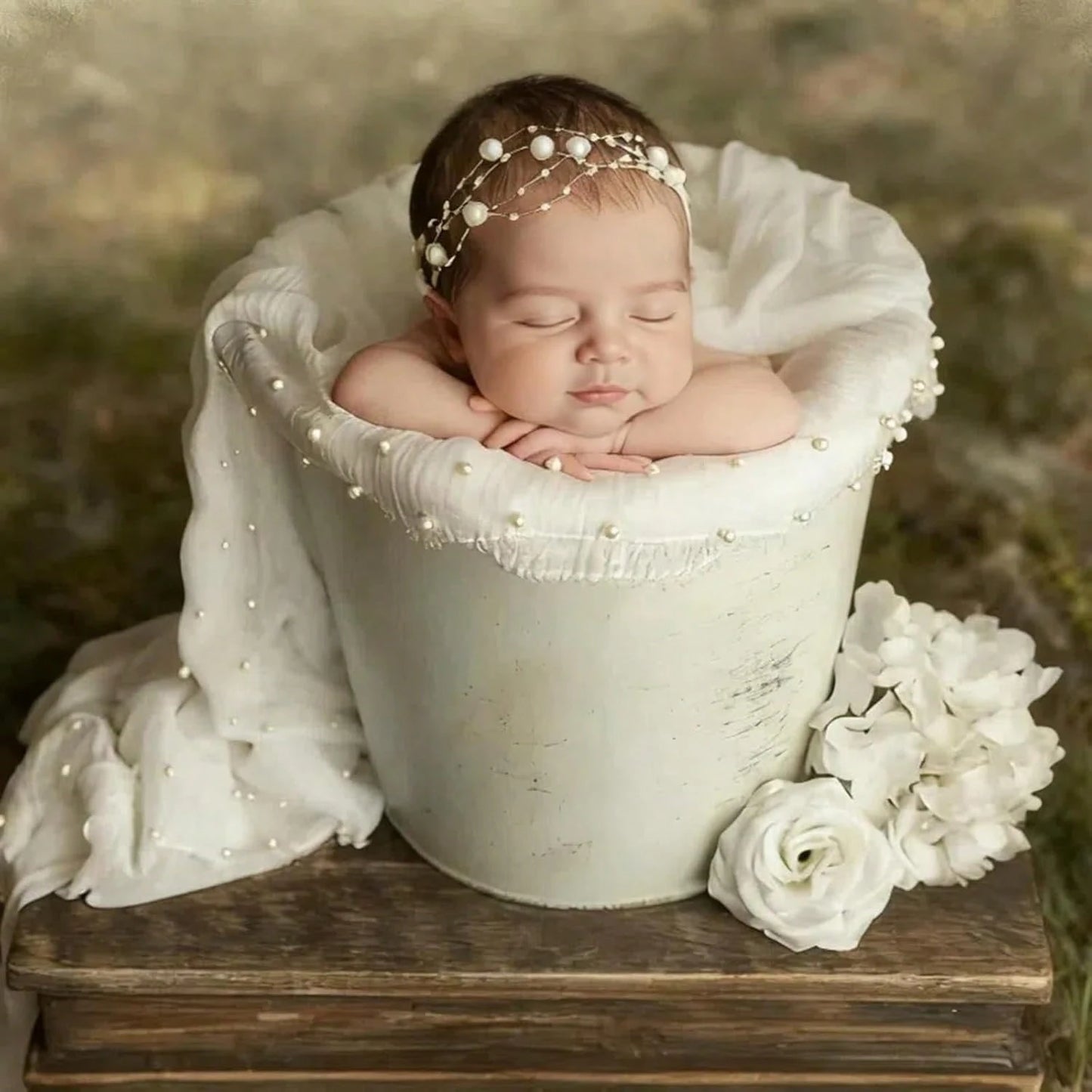 Newborn Photography Props Set, Baby Boy & Girl Photo Wrap, Pearl Edge Swaddle