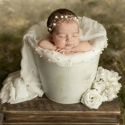 Newborn Photography Props Set, Baby Boy & Girl Photo Wrap, Pearl Edge Swaddle