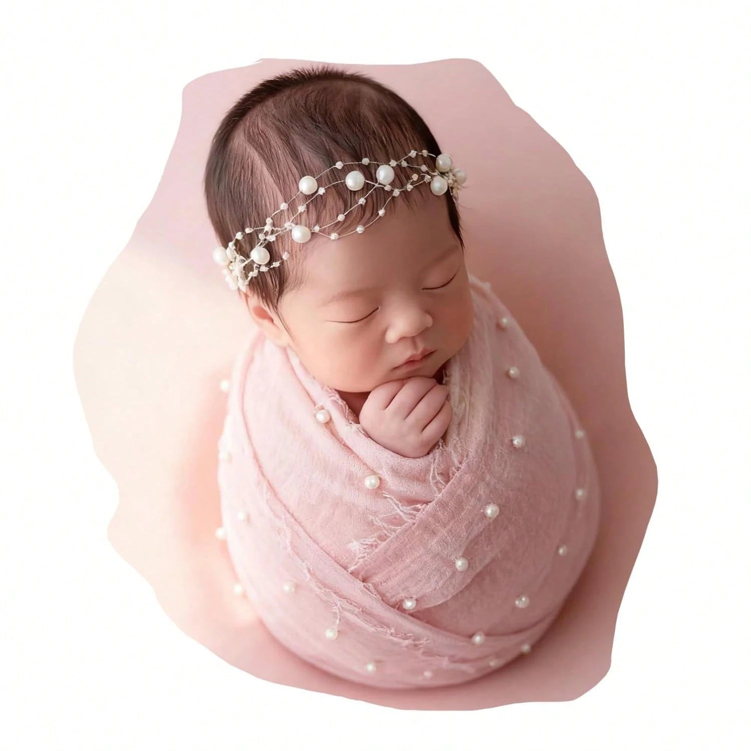 Newborn Photography Props Set, Baby Boy & Girl Photo Wrap, Pearl Edge Swaddle
