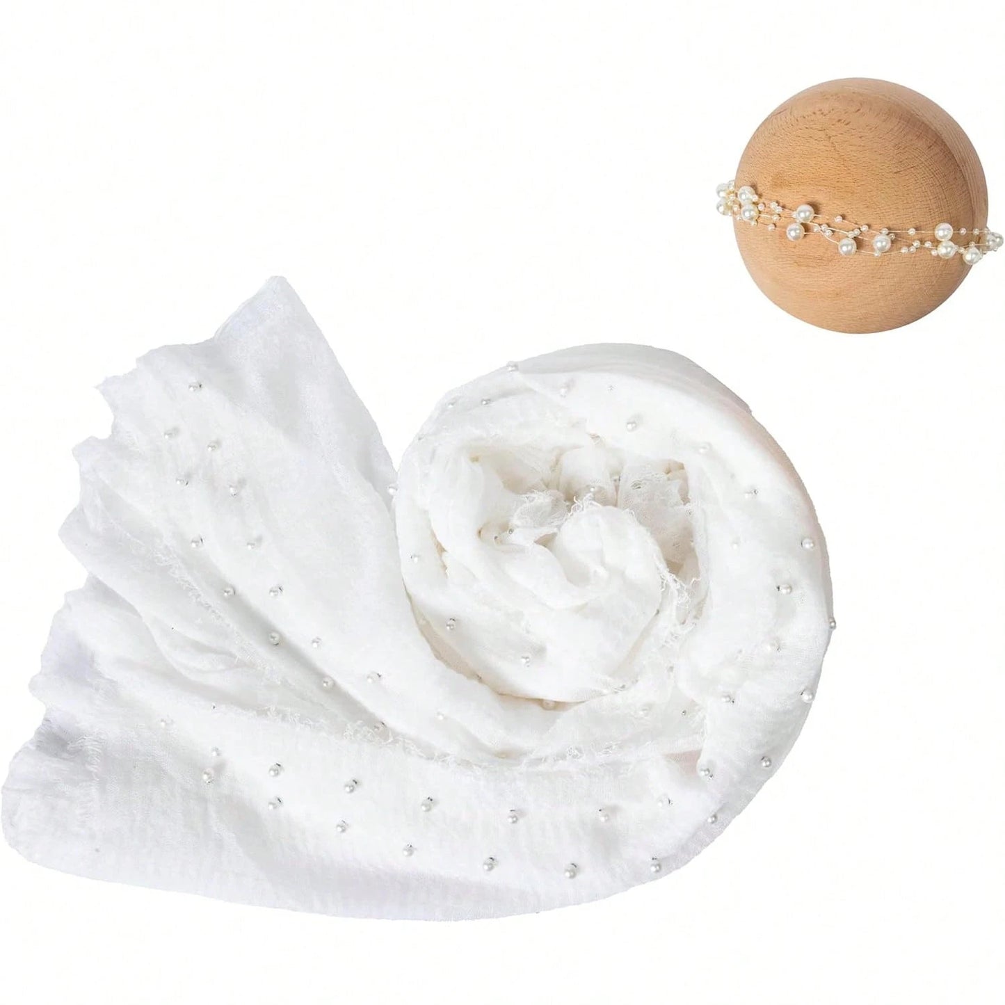 Newborn Photography Props Set, Baby Boy & Girl Photo Wrap, Pearl Edge Swaddle