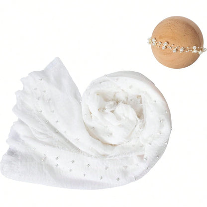 Newborn Photography Props Set, Baby Boy & Girl Photo Wrap, Pearl Edge Swaddle