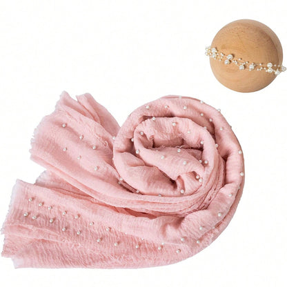 Newborn Photography Props Set, Baby Boy & Girl Photo Wrap, Pearl Edge Swaddle