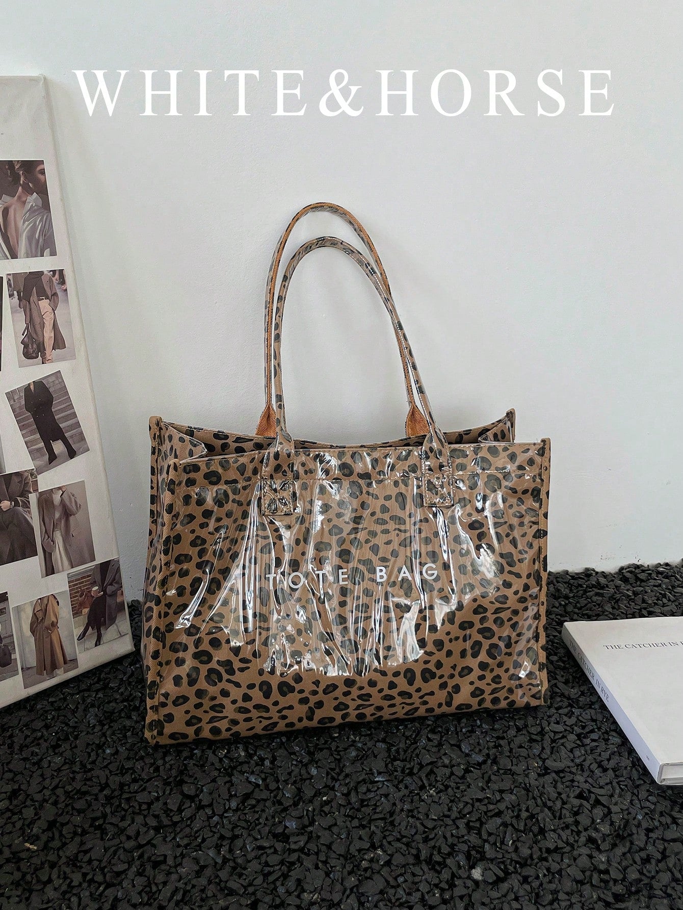 Niche Design Leopard Print PVC Tote Bag For Women, New Large Capacity Handbag, Fashion Casual Commute Shoulder Bag