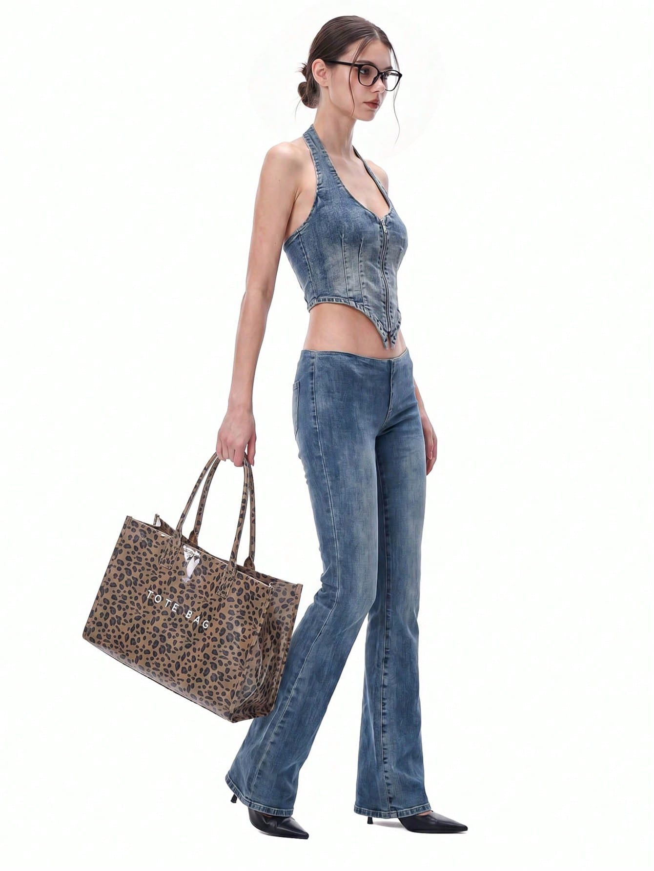 Niche Design Leopard Print PVC Tote Bag For Women, New Large Capacity Handbag, Fashion Casual Commute Shoulder Bag