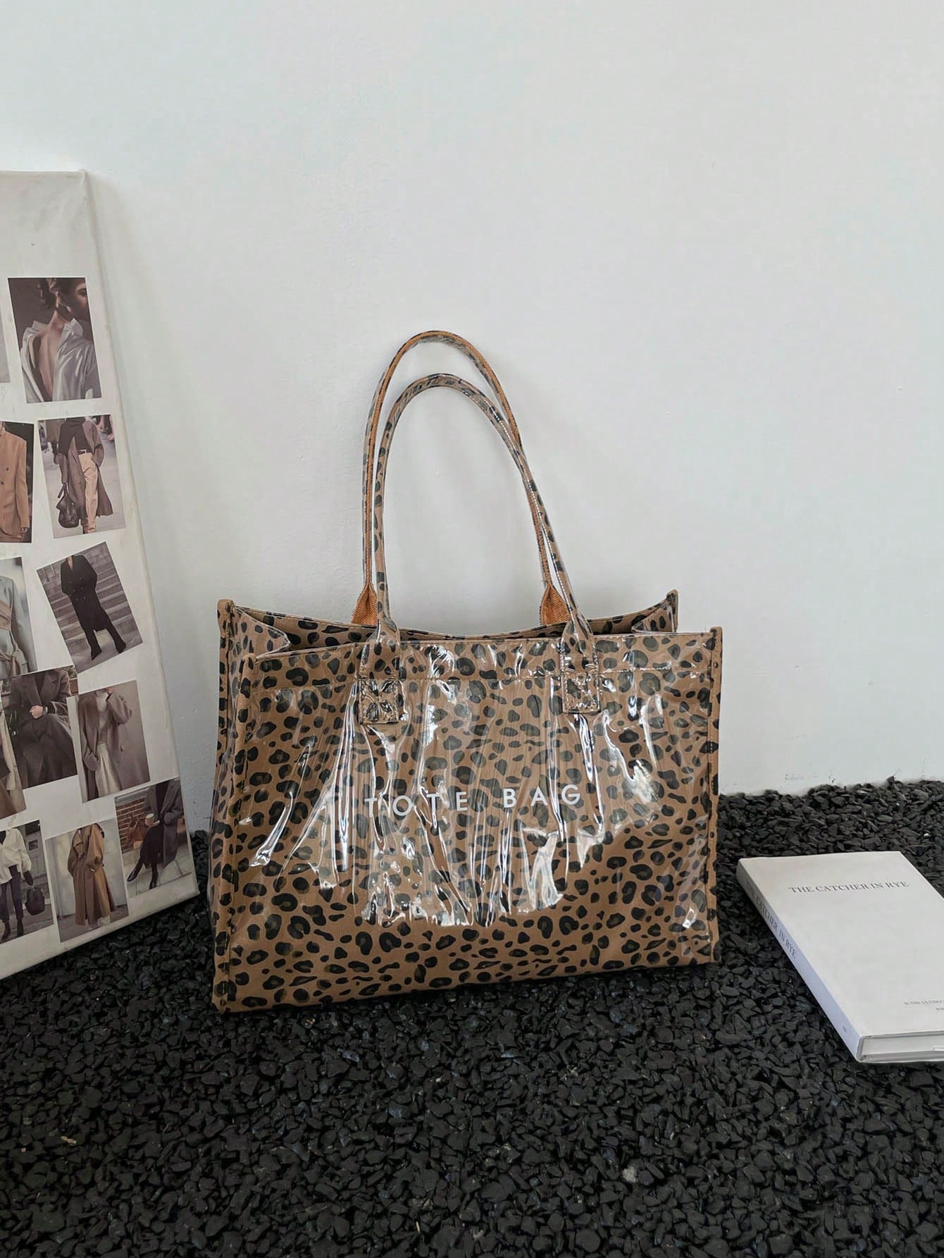 Niche Design Leopard Print PVC Tote Bag For Women, New Large Capacity Handbag, Fashion Casual Commute Shoulder Bag